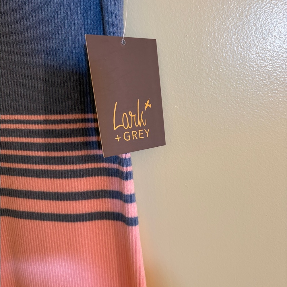 Lark + Gray V-Neck Sleeveless Maxi Dress in Blue, Pink & Orange Stripe - Picture 3 of 8